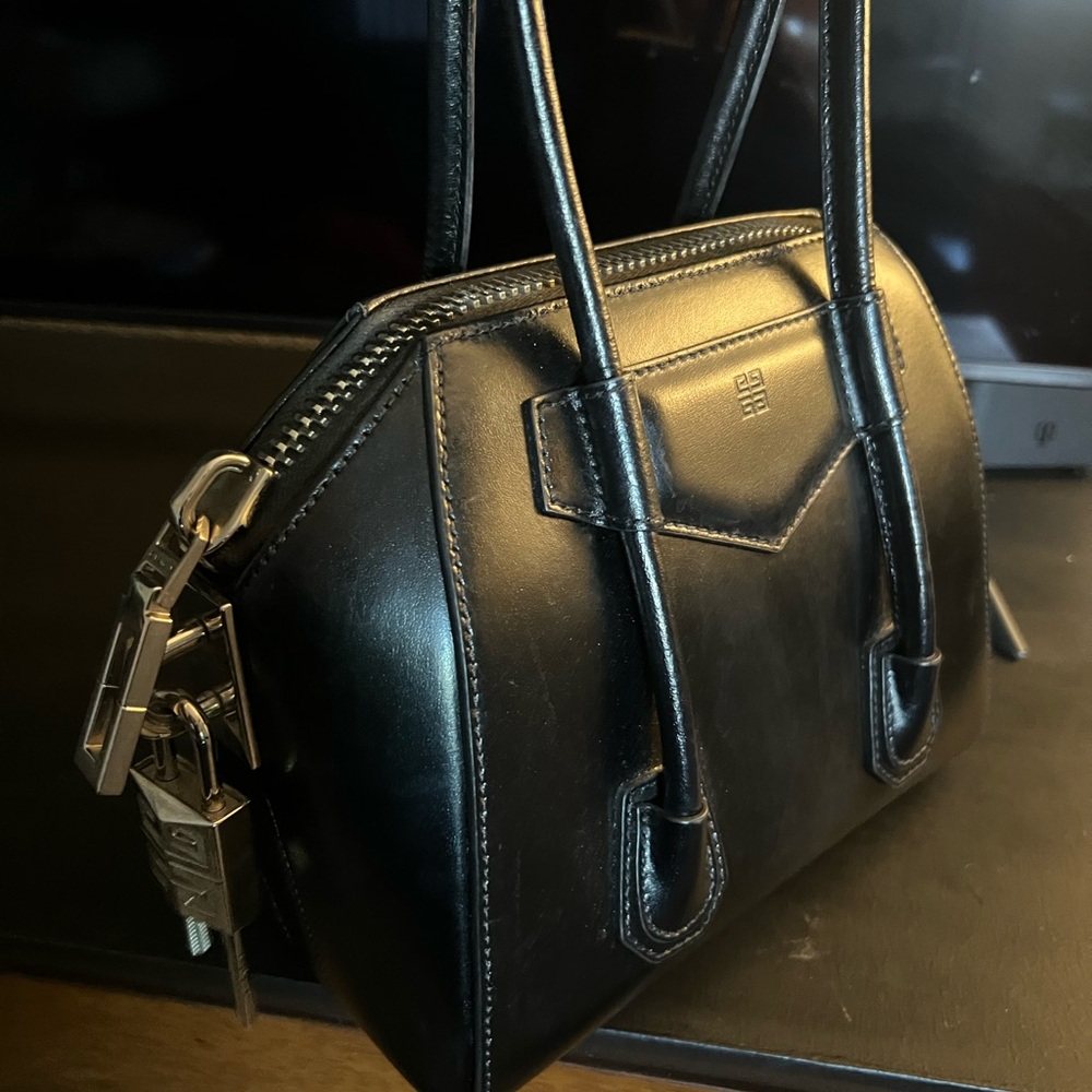 Givenchy Black Satchel with Structured Design and Polished Finish
